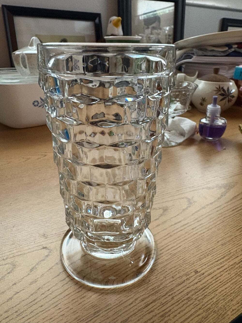 Vintage Whitehall Cubist Glasses – Set of 4 | Clear Glass Water/Iced Tea Tumbler